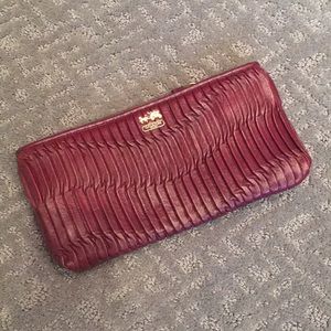 Coach Weave Burgundy Clutch